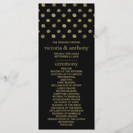 Modernes Black & Gold Polka Dots Hochzeitsprogramm Programm