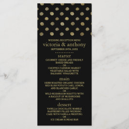 Modernes Black & Gold Polka Dots Wedding Menu Menükarte