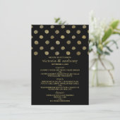 Modernes Black & Gold Polka Dots Wedding Menu Menükarte (Stehend Vorderseite)