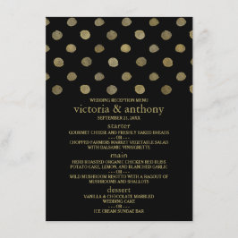 Modernes Black & Gold Polka Dots Wedding Menu Menükarte