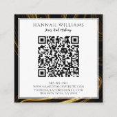 Modernes Black Gold Qr Code Abstraktes Liquid Must Quadratische Visitenkarte (Rückseite)