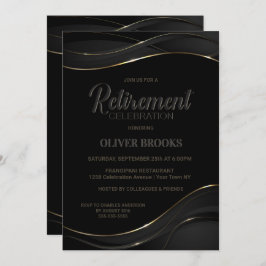 Modernes Black Gold Rentirement Celebration Einladung