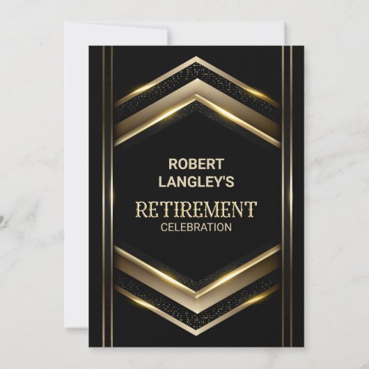 Modernes Black Gold Retirement Party Einladung (Rückseite)