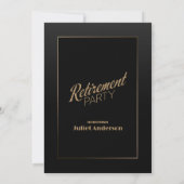 Modernes Black Gold Retirement Party Einladung (Rückseite)