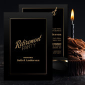 Modernes Black Gold Retirement Party Einladung