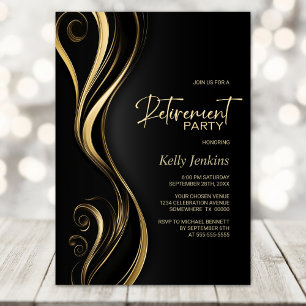 Modernes Black Gold Retirement Party Einladung