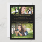 Modernes Black Gold Script 5 Foto Abschluss Ankündigung (Rückseite)