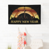 Modernes Black & Gold Silvester Party Banner (Insitu)