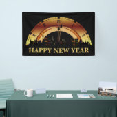 Modernes Black & Gold Silvester Party Banner (Messeveranstaltung)