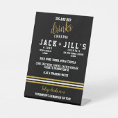 Modernes Black Gold Sporty seine Hochzeitsgetränke Sockelschild (Vorderseite)