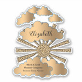 Modernes Black Gold Sun Business personalisieren Aufkleber (Vorderseite)
