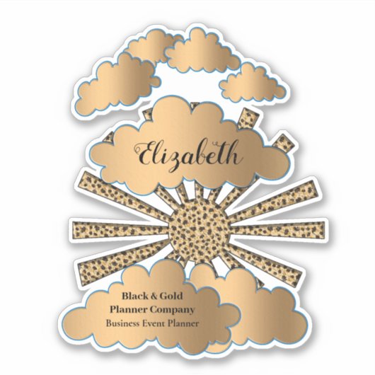 Modernes Black Gold Sun Business personalisieren Aufkleber (Vorderseite)