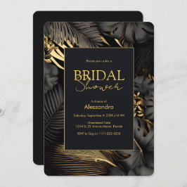 Modernes Black Gold Tropical Wedding Brautparty Einladung