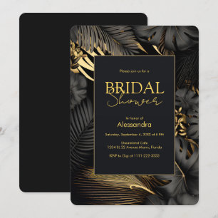 Modernes Black Gold Tropical Wedding Brautparty Einladung