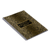 Modernes Black & Gold Vintag Paisley-Muster Notizblock (Rechte Seite)