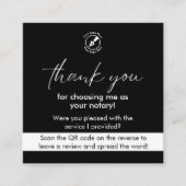 Modernes Black Google Review QR Notar Vielen Dank Quadratische Visitenkarte (Vorderseite)