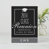 Modernes Black Gray 20. Klasse Wiedersehen Einladung (Stehend Vorderseite)
