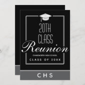Modernes Black Gray 20. Klasse Wiedersehen Einladung (Vorne/Hinten)