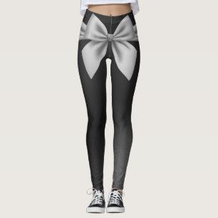 Modernes Black Gray Bow Stilvoll Leggings
