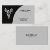 Modernes Black & Gray Caduceus Pharmaceutical Visitenkarte (Vorne/Hinten)