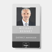 Modernes Black Gray Corporate Foto ID