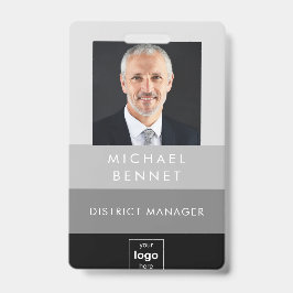 Modernes Black Gray Corporate Foto ID Ausweis