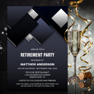 Modernes Black Gray Retirement Party Einladung