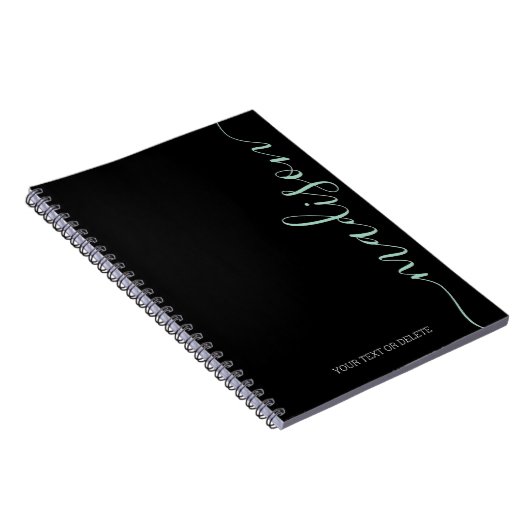 Modernes Black Green Name Monogram ErstNotebook Notizblock (Rechte Seite)