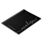 Modernes Black Green Name Monogram ErstNotebook Notizblock (Linke Seite)