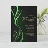 Modernes Black Green Retirement Party Einladung (Stehend Vorderseite)
