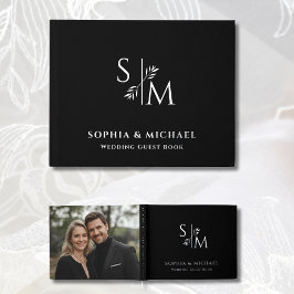 Modernes Black Guest Book Rose Gold Foil Guestbook Gästebuch