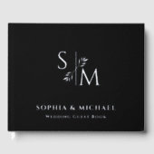 Modernes Black Guest Book Rose Gold Foil Guestbook Gästebuch (Vorderseite)