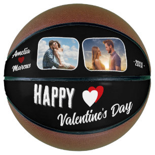 Modernes Black Happy Valentine's Day 2 Fotos Basketball