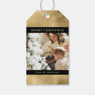 Modernes Black Imitats Gold Weihnachts-Foto Geschenkanhänger