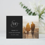 Modernes Black Initials Foto Hochzeit Vielen Dank (Stehend Vorderseite)