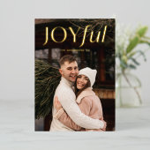 Modernes Black Joyful-Foto Folien Feiertagskarte (Stehend vorne)