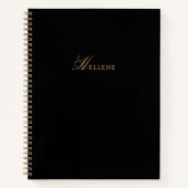 Modernes Black & Luxury Gold Script Monogram Notizblock (Vorderseite)