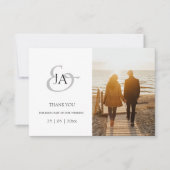 Modernes Black Monogram Foto Wedding Vielen Dank (Vorderseite)