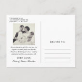 Modernes Black Monogram Wedding Foto Vielen Dank Postkarte (Rückseite)