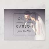 Modernes Black Monogram Wedding Foto Vielen Dank Postkarte (Vorderseite)