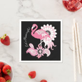 Modernes Black Paisley Pink Flamingo Papier Serviette (Beispiel)