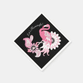 Modernes Black Paisley Pink Flamingo Papier Serviette (Ecke)