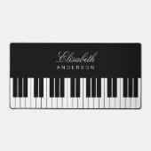 Modernes Black Piano Keyboard Personalisiert Schreibtischunterlage (Vorderseite)