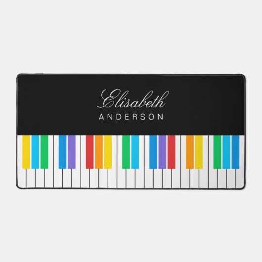 Modernes Black Piano Personalisierte Tastatur Schreibtischunterlage (Vorderseite)