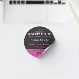 Modernes Black Pink Notary Public Business Marketi Runder Aufkleber