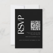 Modernes Black QR Code Wedding Foto RSVP Karte (Vorderseite)
