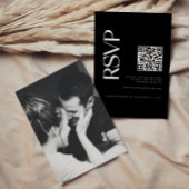 Modernes Black QR Code Wedding Foto RSVP Karte