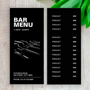 Modernes Black Restaurant Bar Menu Preisliste Menükarte