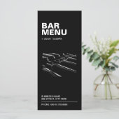 Modernes Black Restaurant Bar Menu | Preisliste Menükarte (Stehend Vorderseite)