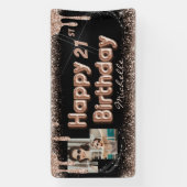 Modernes Black Rose Gold Glitzer Banner (Vertikal)